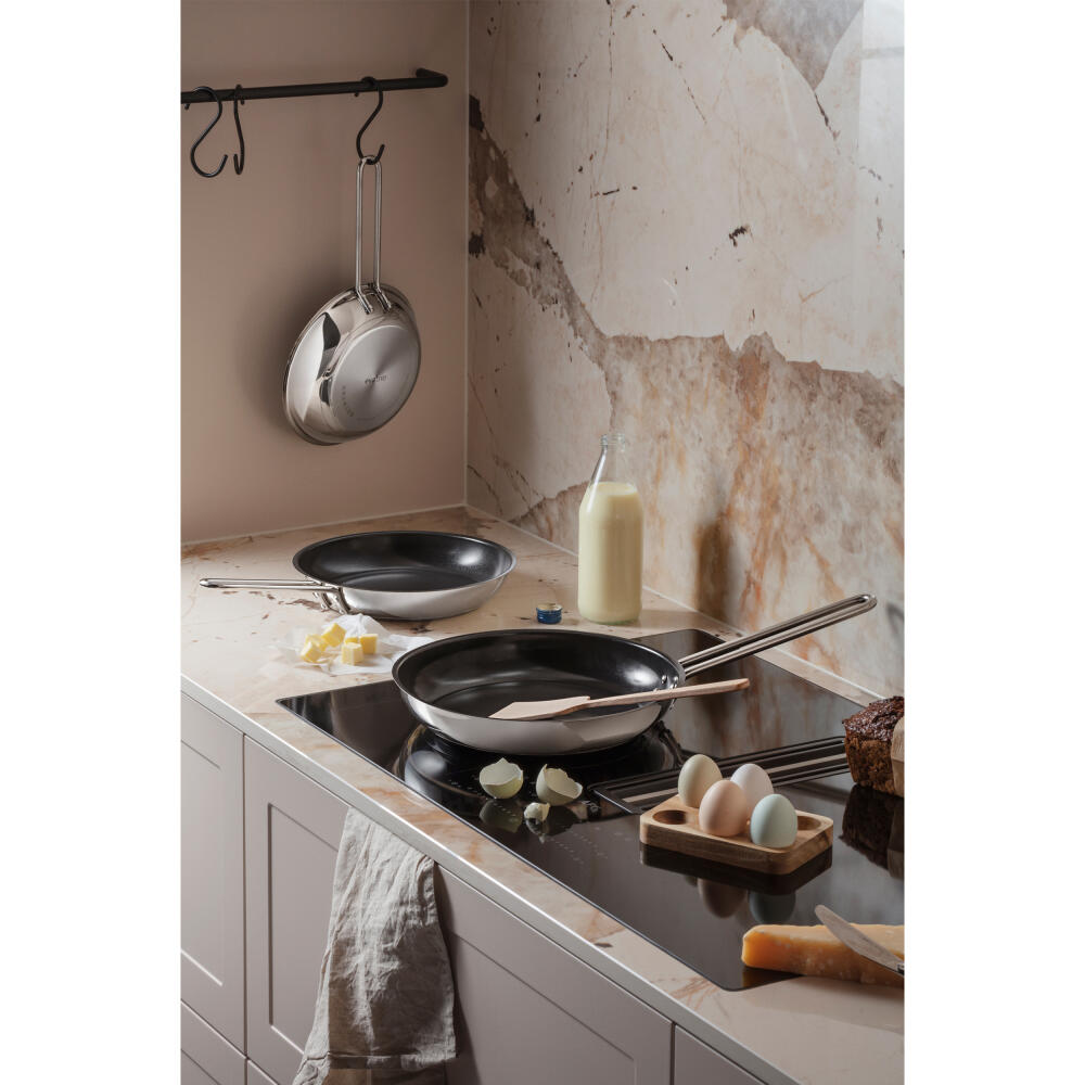 Eva Trio Stainless Steel Bratpfanne, Pfanne, Keramikbeschichtung, Induktionsgeeignet, Aluminium, Edelstahl, Polished Steel, 20 cm, 302510