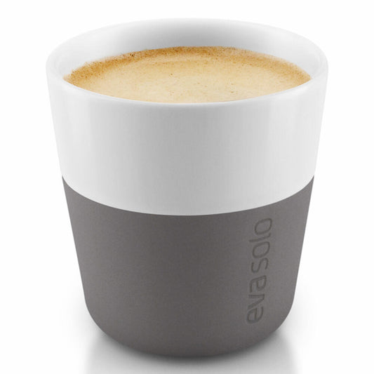 Eva Solo Espresso-Becher, Mocca, Kaffee, Espressotasse, Becher, Porzellan/Silikon, Grau, 80ml, 2er-Set, 501020