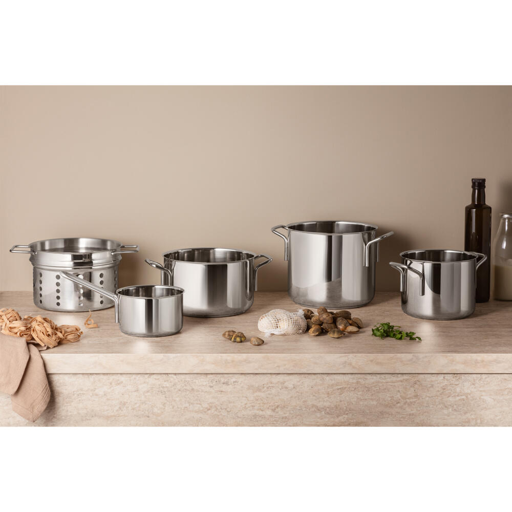 Eva Trio Stainless Steel Topf, Kochtopf, Induktionsgeeignet, Aluminium, Edelstahl, Polished Steel, 6.5 L, 302465