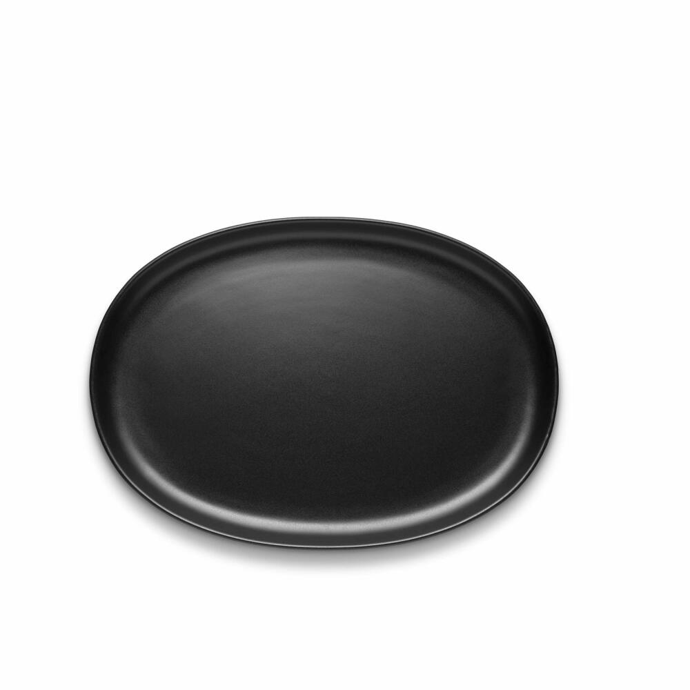 Eva Solo Teller Nordic Kitchen Oval, Servierteller, Servierplatte, Platte, Steinzeug, Schwarz, 31 cm, 502765