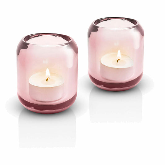 Eva Solo Acorn Glaskerzenhalter 2er-Set, Windlicht, Teelichthalter, Glas, Rose, 8 cm, 571377