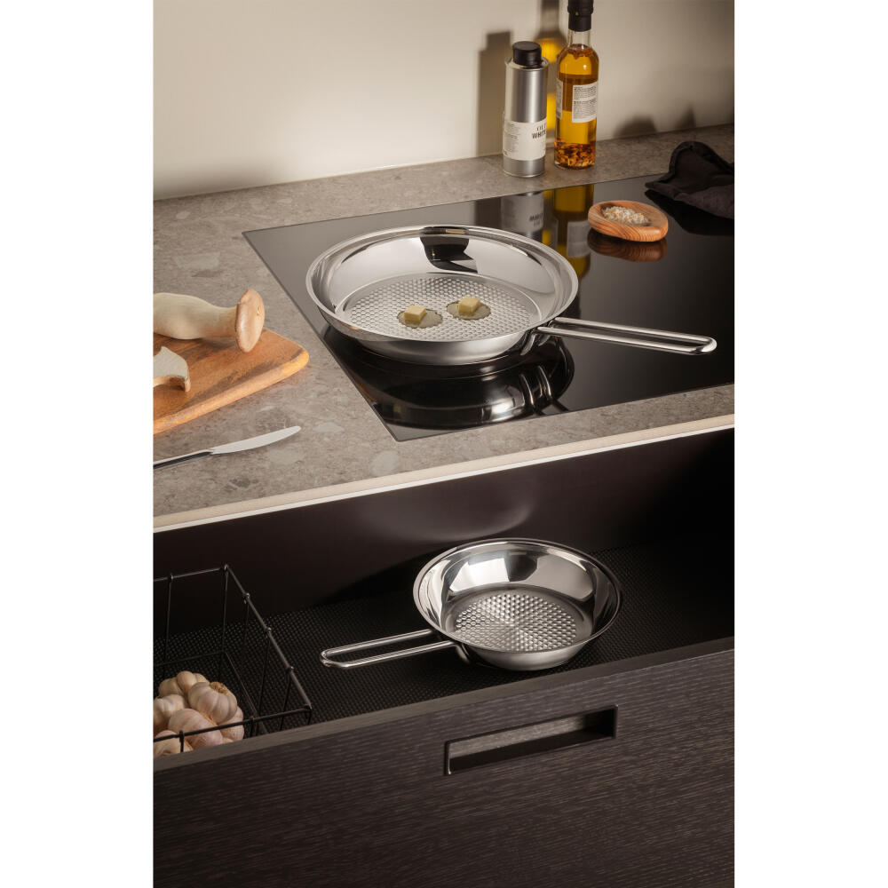 Eva Trio Stainless Steel Bratpfanne Honeycomb, Pfanne, Induktionsgeeignet, Aluminium, Edelstahl, Polished Steel, 20 cm, 303320