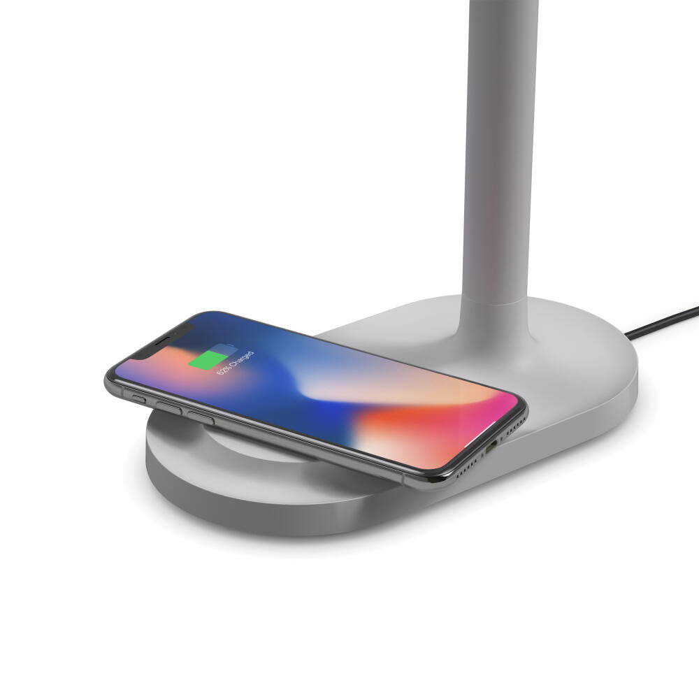 Eva Solo Emendo lamp with wireless Qi charger, aluminum, plastic, steel, cloud, H 29 cm Ø 13 cm, 720001024