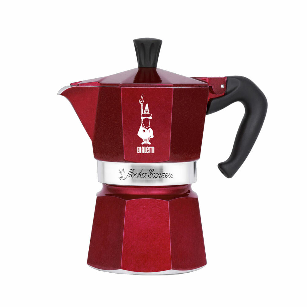 Bialetti Deco Glamour Espresso Maker Moka Express, 3-piece, for 6 cups, Espresso Maker, Incl. 2 Mugs, Red, 9910