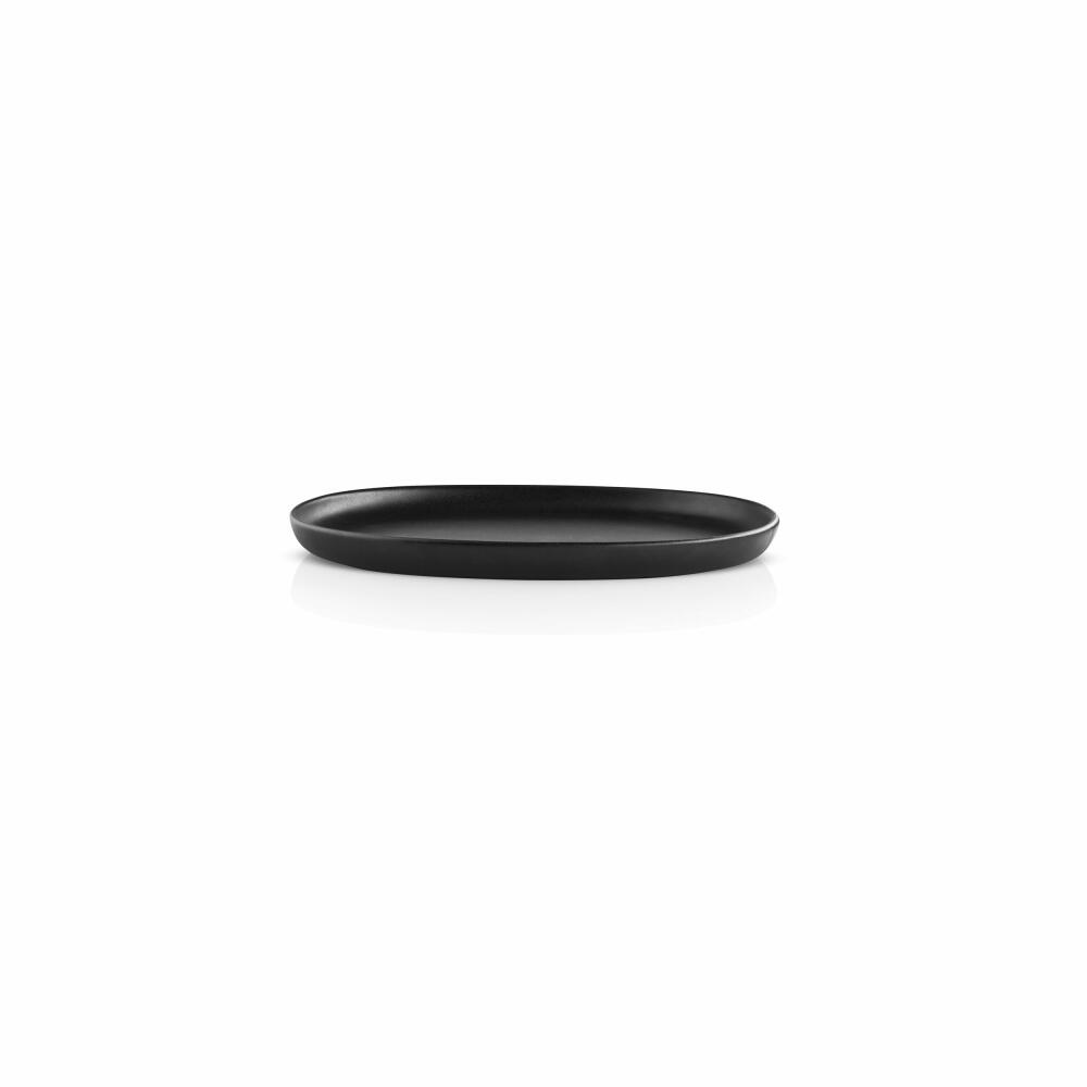 Eva Solo Nordic kitchen Teller Oval, Speiseteller, Servierteller, Servierplatte, Steinzeug, Black / Schwarz, 26 cm, 512701