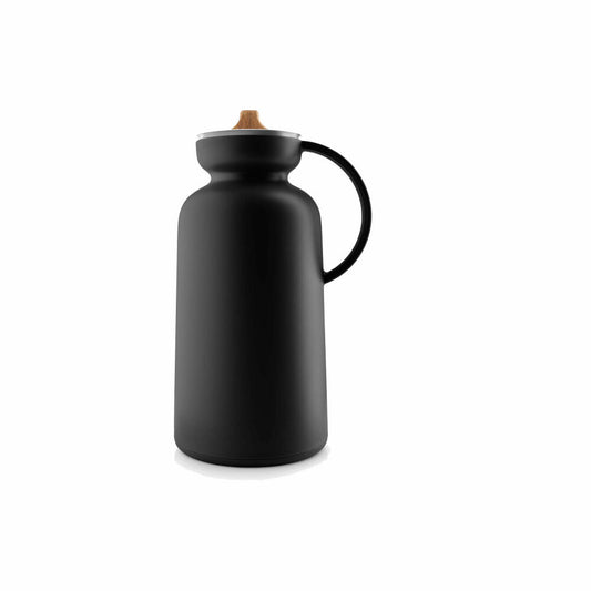 Eva Solo Karaffe Silhouette, Wasserkaraffe mit Deckel, Edelstahl, Kunststoff, Silikon, Eichenholz, Schwarz, 1 L, 502870