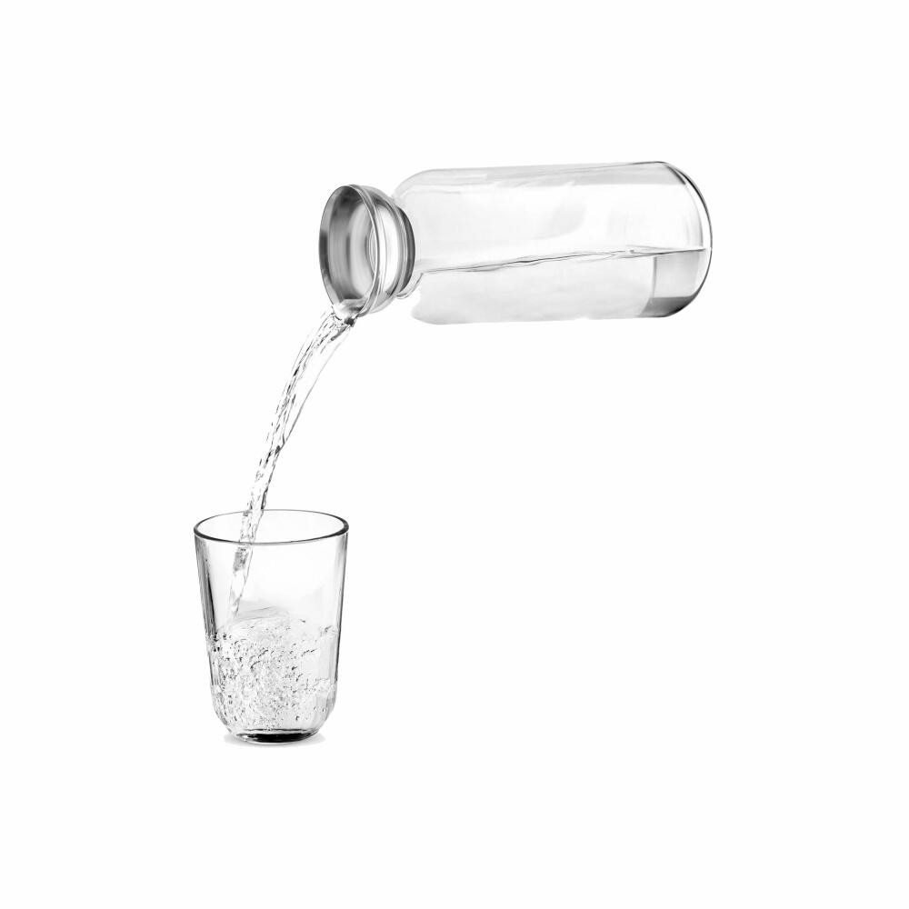 Eva Solo Glaskaraffe Silhouette, Karaffe, Wasserkaraffe mit Deckel, Borosilikatglas, Edelstahl, Eichenholz, Klar, 1 L, 591505
