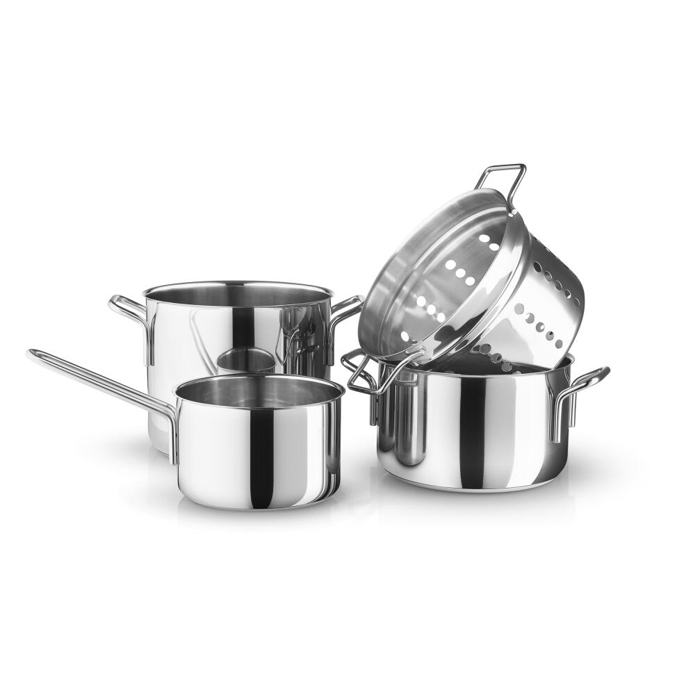 Eva Trio Stainless Steel Kasserolle, Kochtopf, Induktionsgeeignet, Aluminium, Edelstahl, Polished Steel, 1.8 L, 302418