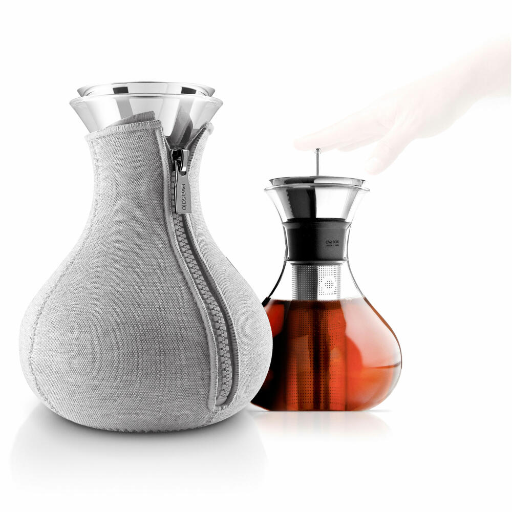 Eva Solo Teezubereiter, Teekanne, Tee, Zubereitung, Teepot, Genießen, Glas/Silikon/Edelstahl/Neopren, Hellgrau, 1 L, 567488