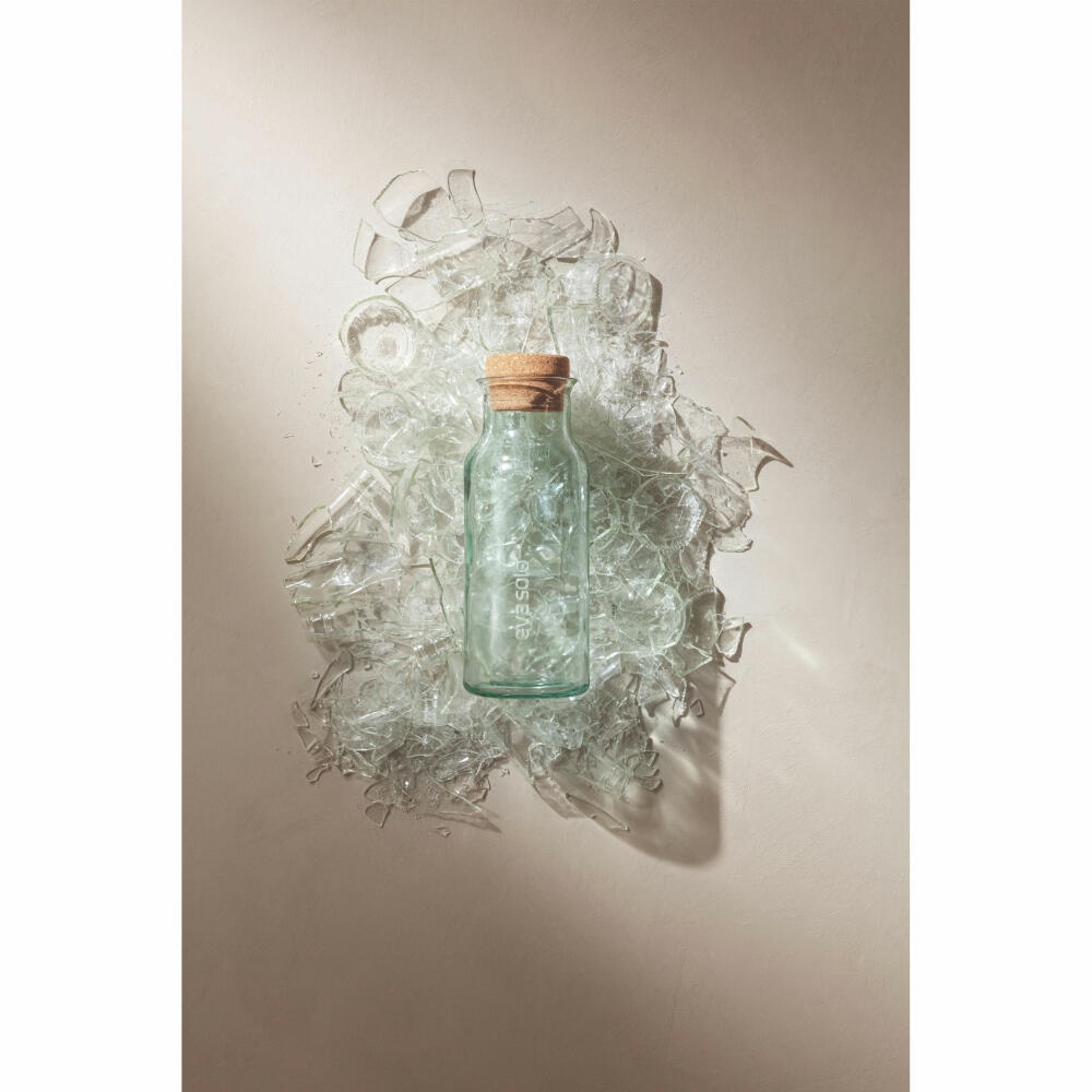Eva Solo Recycled Karaffe, Glaskaraffe, Wasserkaraffe mit Korkdeckel, Recyclingglas, Kork, Transparent, 1 L, 541046