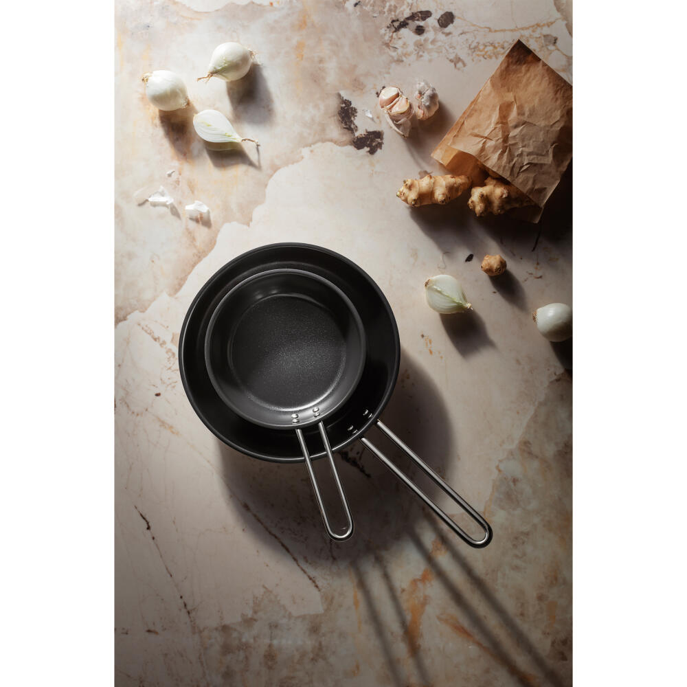 Eva Trio Stainless Steel Bratpfanne, Pfanne, Keramikbeschichtung, Induktionsgeeignet, Aluminium, Edelstahl, Polished Steel, 30 cm, 302513