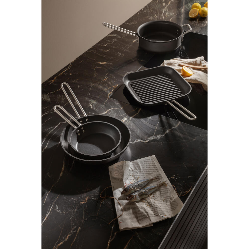 Eva Trio Professional Sauteuse, Kochtopf, Aluminium, Edelstahl, Keramik Beschichtung, Black, 24 cm, 204825