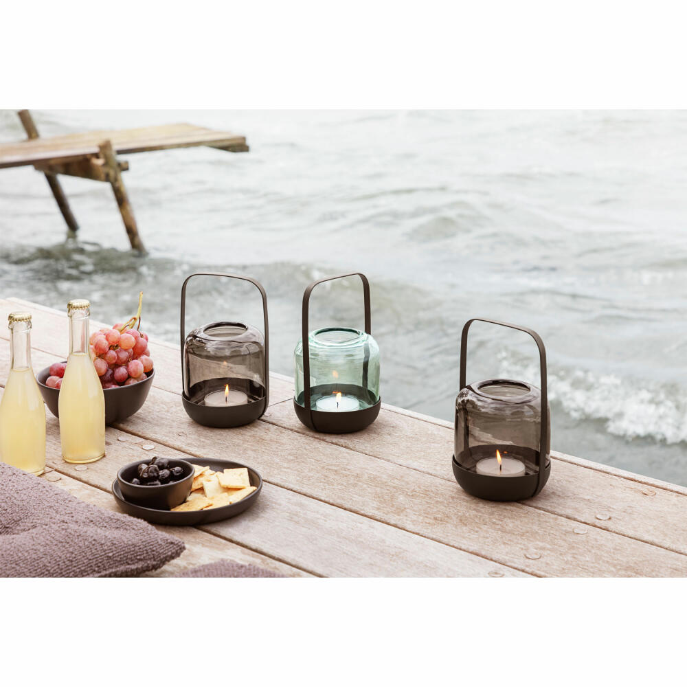 Eva Solo Acorn Lantern Stone, Candle Holder, Candlestick, Mouth-blown glass / powder-coated steel, H 20 cm, 571393