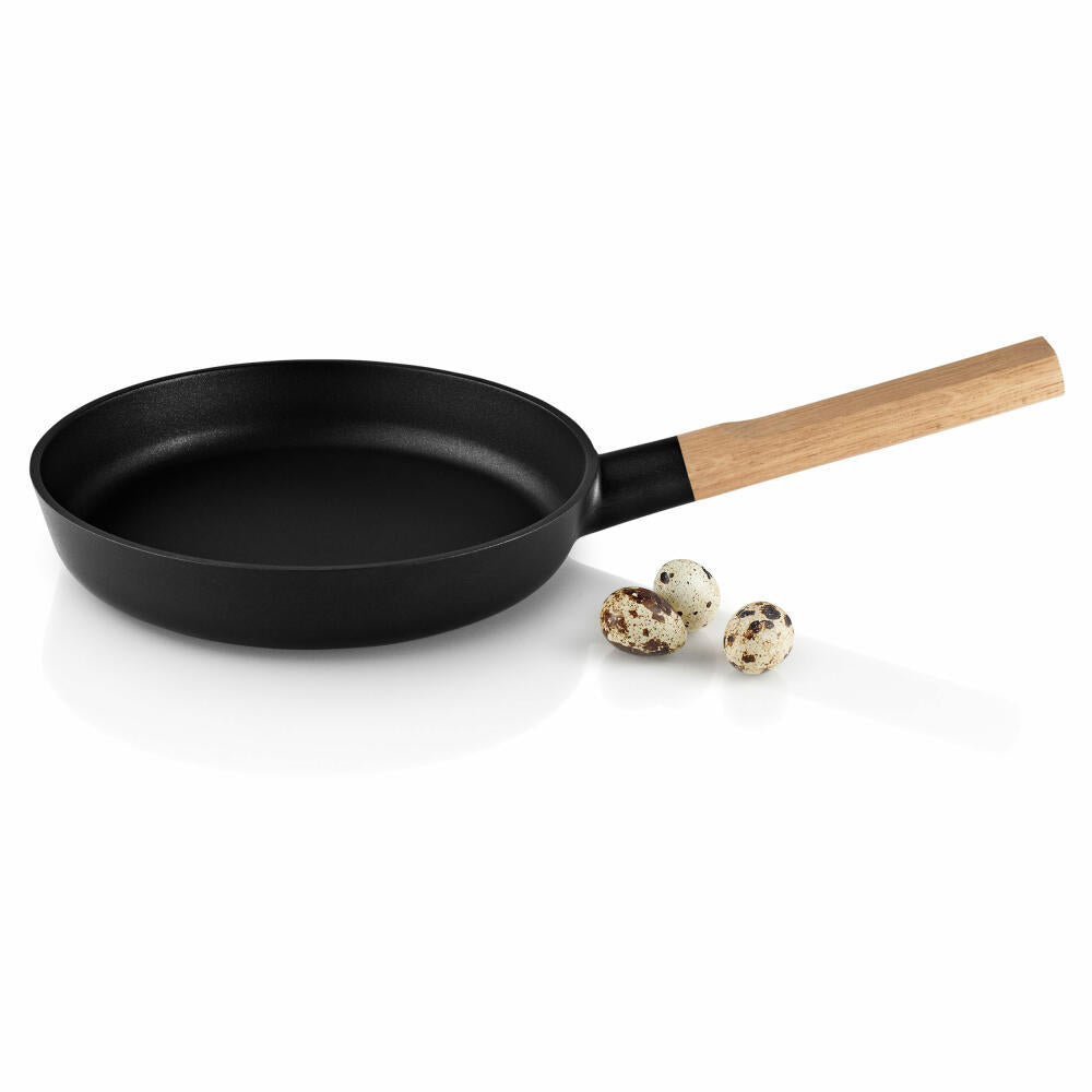 Eva Solo Nordic kitchen Bratpfanne, Pfanne, Schmorpfanne, Gemüsepfanne, Steakfpanne, Fischpfanne, Kochen, Schwarz, Eiche/Aluminium, Ø 24 cm, 280324