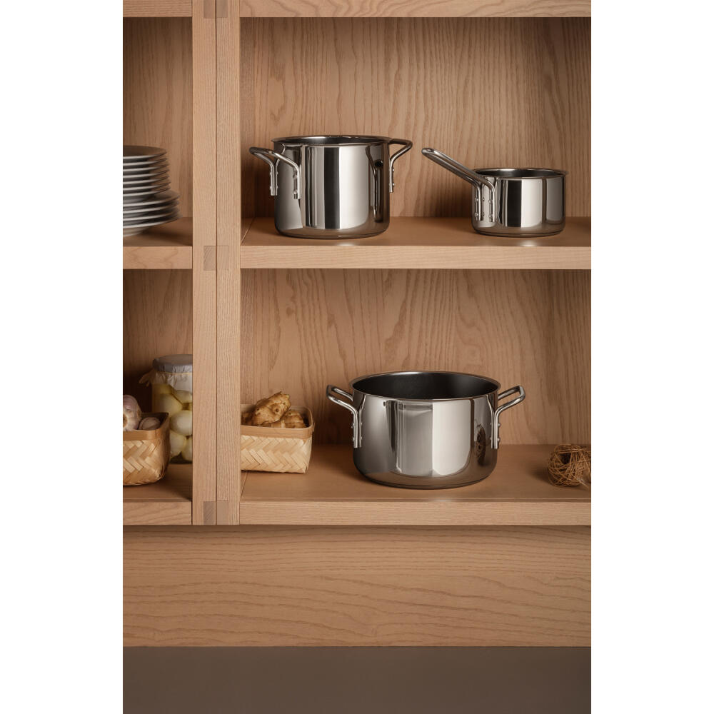 Eva Trio Stainless Steel Kasserolle, Kochtopf, Induktionsgeeignet, Aluminium, Edelstahl, Keramik Beschichtung, Polished Steel, 1.1 L, 312411