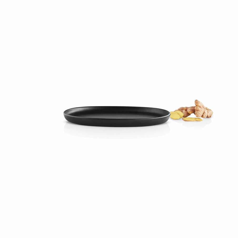 Eva Solo Nordic kitchen Teller Oval, Speiseteller, Servierteller, Servierplatte, Steinzeug, Black / Schwarz, 26 cm, 512701