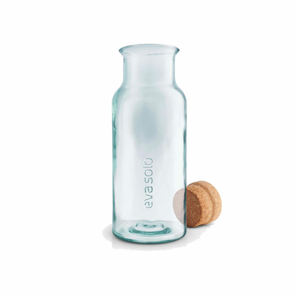 Eva Solo Recycled Karaffe, Glaskaraffe, Wasserkaraffe mit Korkdeckel, Recyclingglas, Kork, Transparent, 1 L, 541046