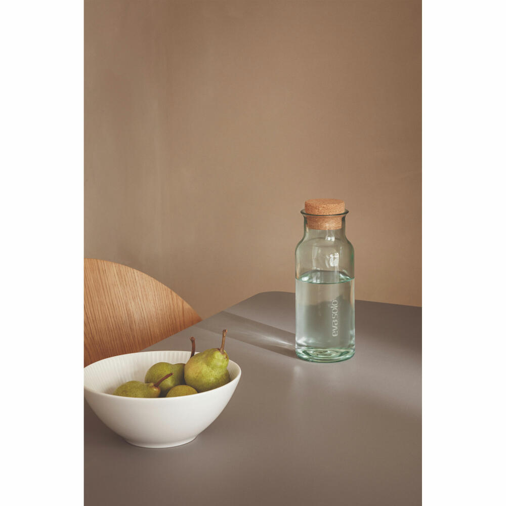 Eva Solo Recycled Karaffe, Glaskaraffe, Wasserkaraffe mit Korkdeckel, Recyclingglas, Kork, Transparent, 1 L, 541046