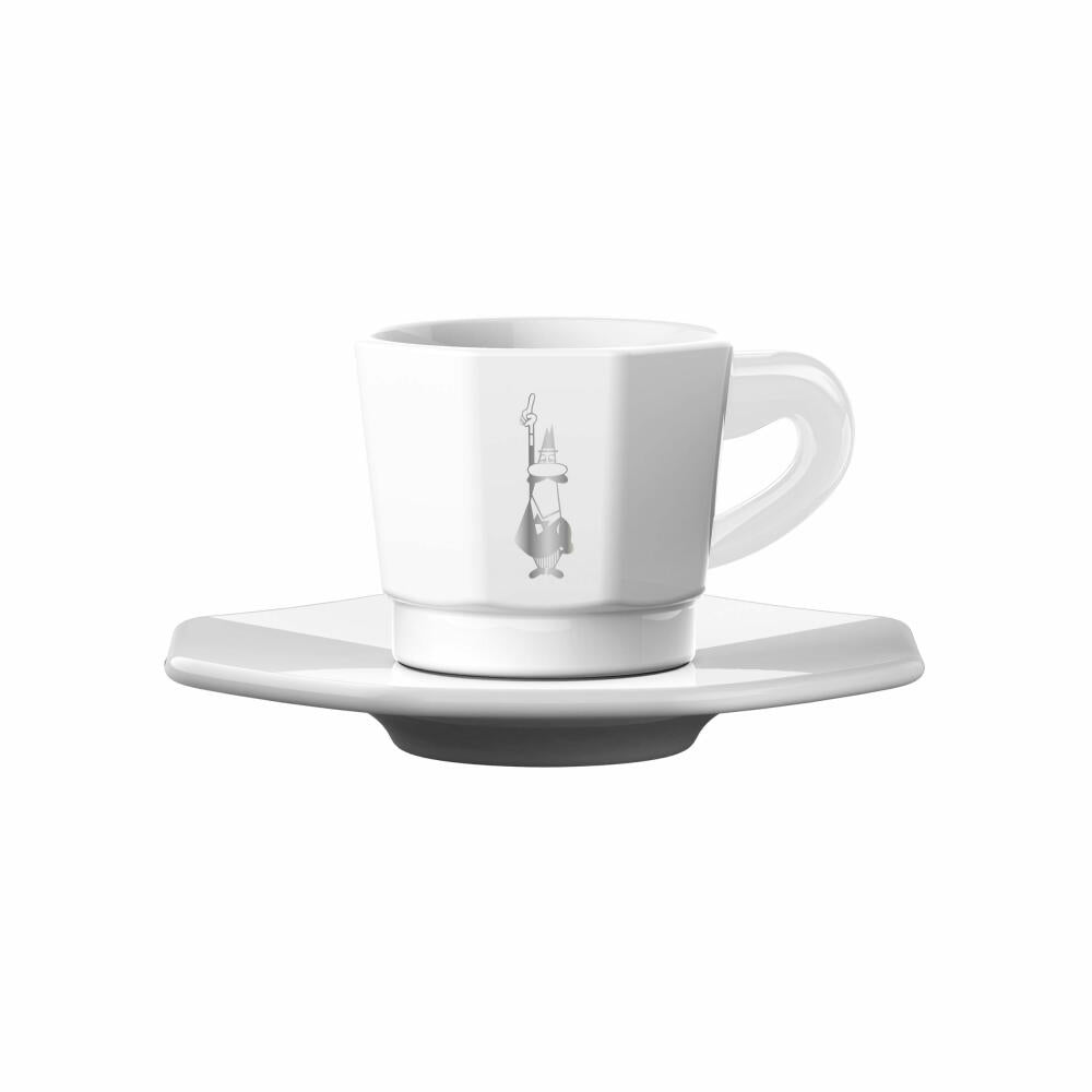 Bialetti octagonal espresso cups set of 4 with saucer, espresso cup, espresso, porcelain, white, RTATZ402