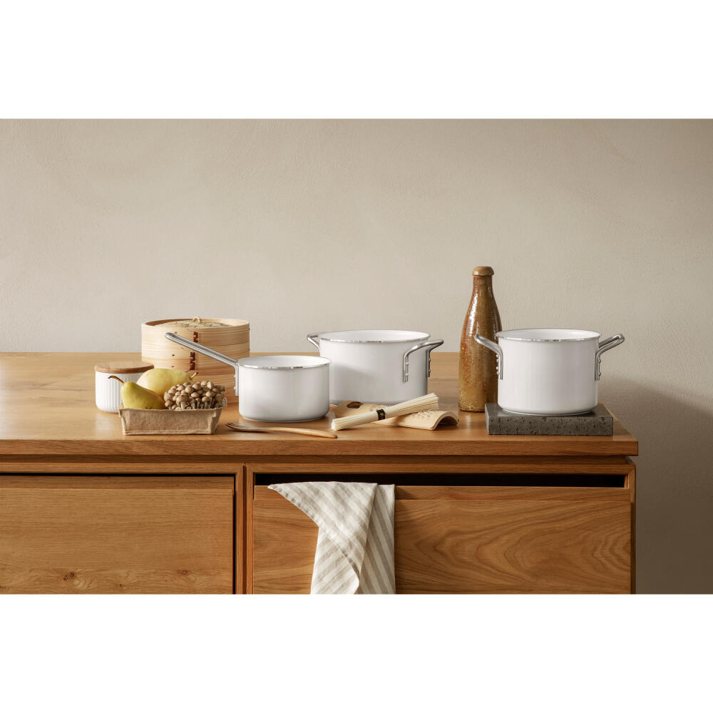 Eva Trio White Line Kasserolle, Kochtopf, Induktionsgeeignet, Aluminium, Edelstahl, Keramik Beschichtung, White, 1.8 L, 266618