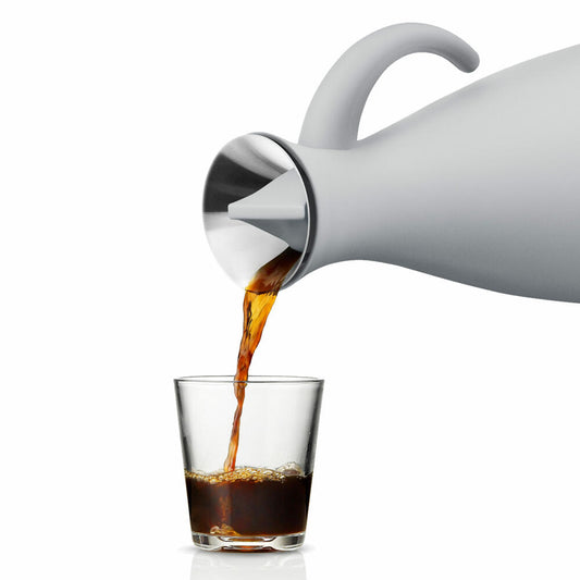 Eva Solo Isolierkanne, Kaffeekanne, Thermokanne, Teekanne, Glas/Kunststoff/Edelstahl, Marmor Grau, 1 L, 502800