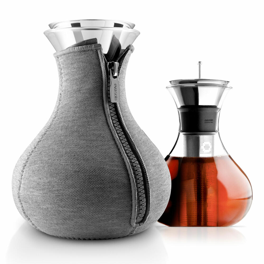 Eva Solo Teezubereiter, Teekanne, Tee, Zubereitung, Teepot, Genießen, Glas/ Silikon/ Edelstahl/ Neopren, Dunkelgrau, 1 L, 567487