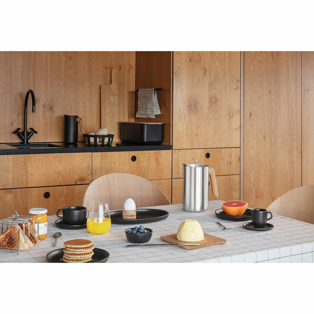 Eva Solo Nordic kitchen Teller Oval, Speiseteller, Servierteller, Servierplatte, Steinzeug, Black / Schwarz, 26 cm, 512701