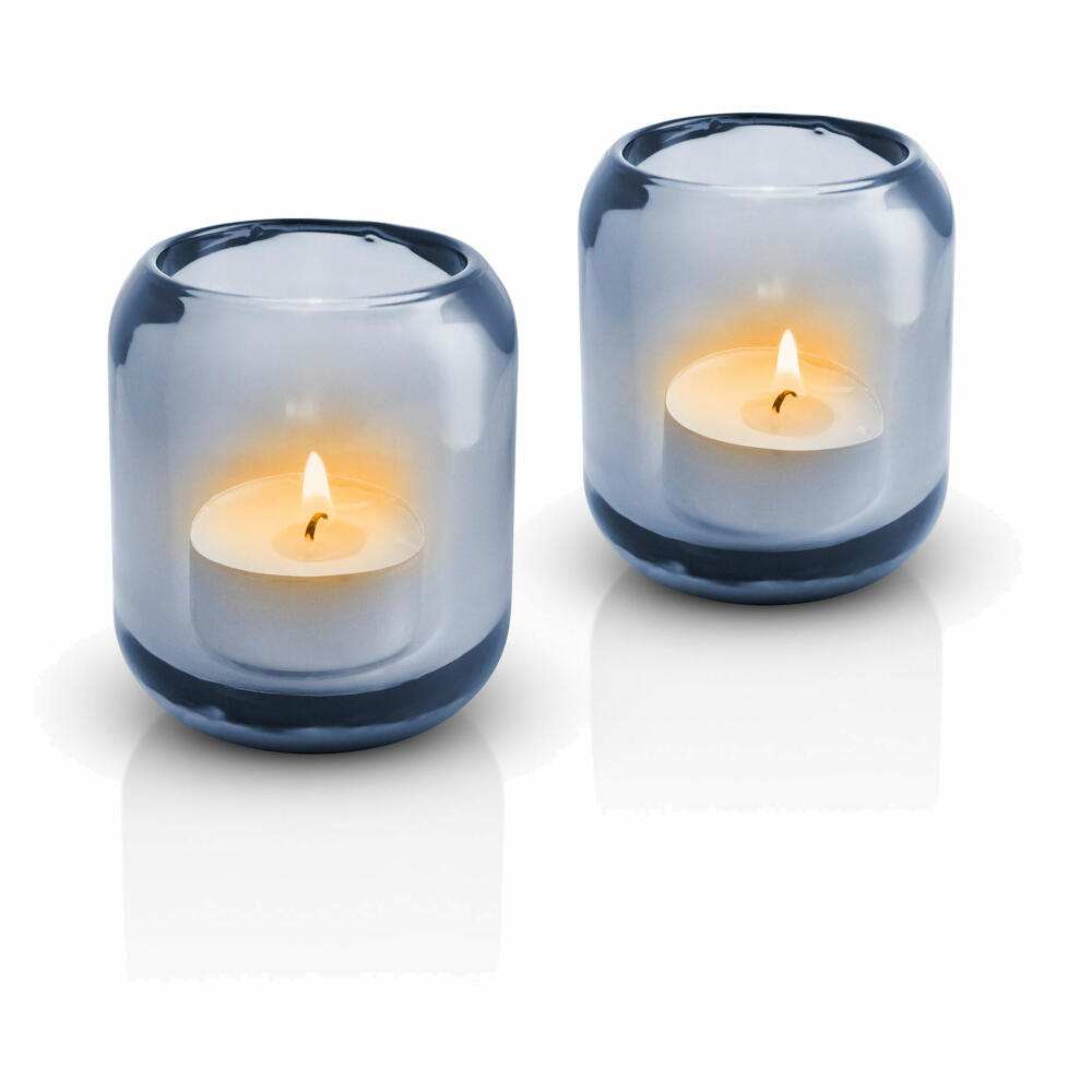 Eva Solo Acorn Glaskerzenhalter 2er-Set, Windlicht, Teelichthalter, Glas, Sea, 8 cm, 571376