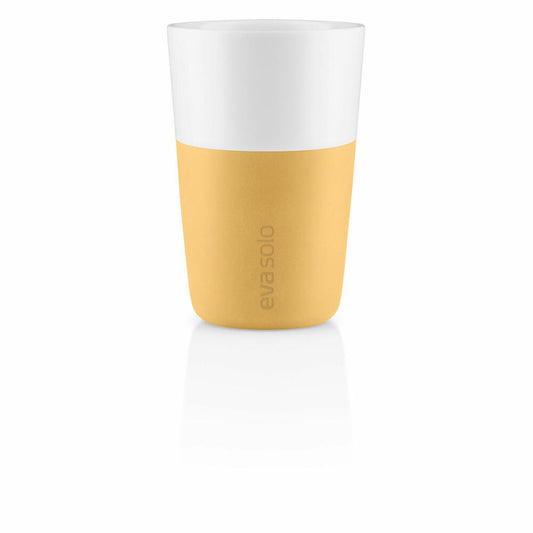Eva Solo Cafe Latte-Becher Golden Sand, 2er Set, Kaffeebecher, Tasse, Porzellan / Silikon, 360 ml, 501125