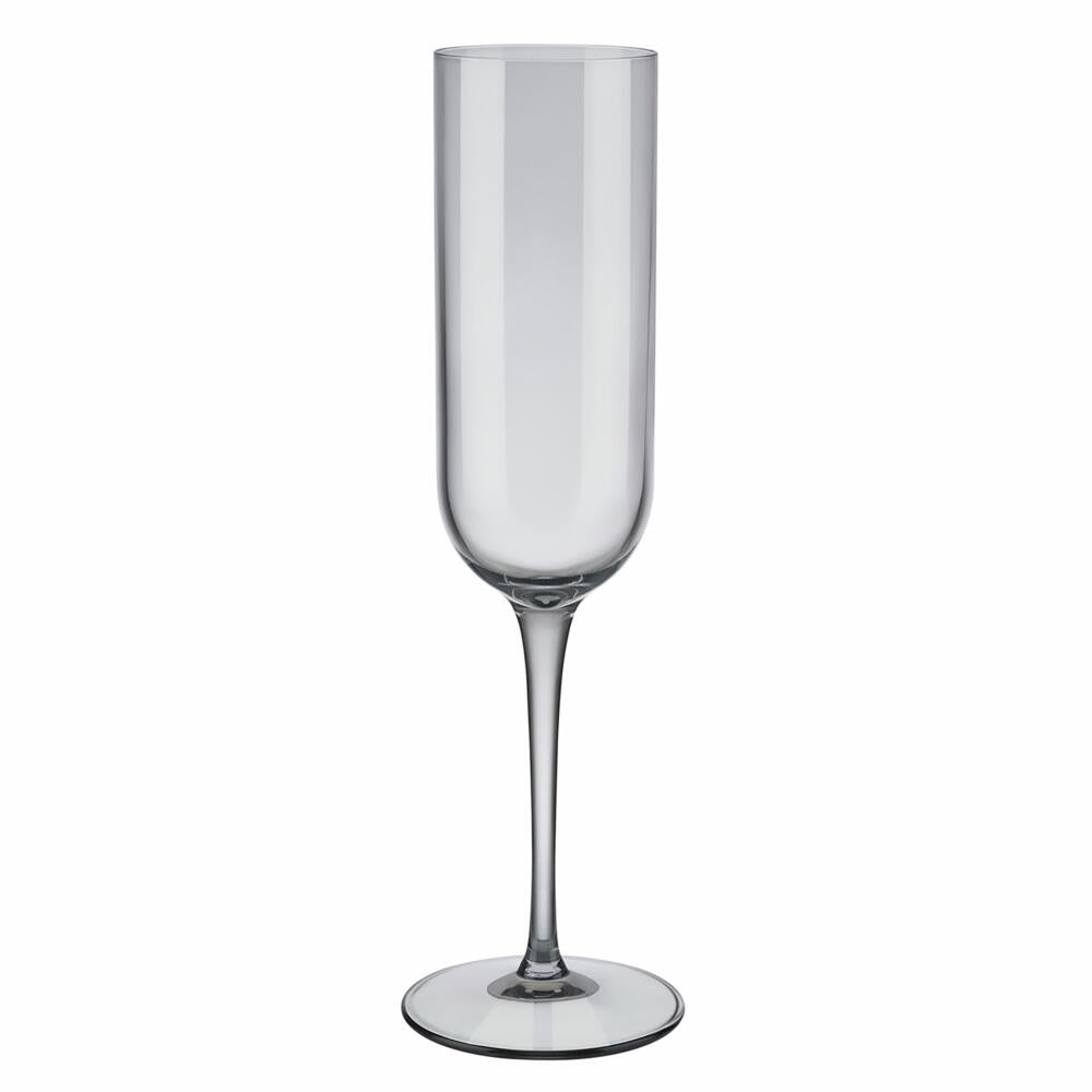 Blomus FUUM Set of 4 champagne glasses, champagne glass, champagne goblet, glass set, colored glass, smoke, 210 ml, 63932