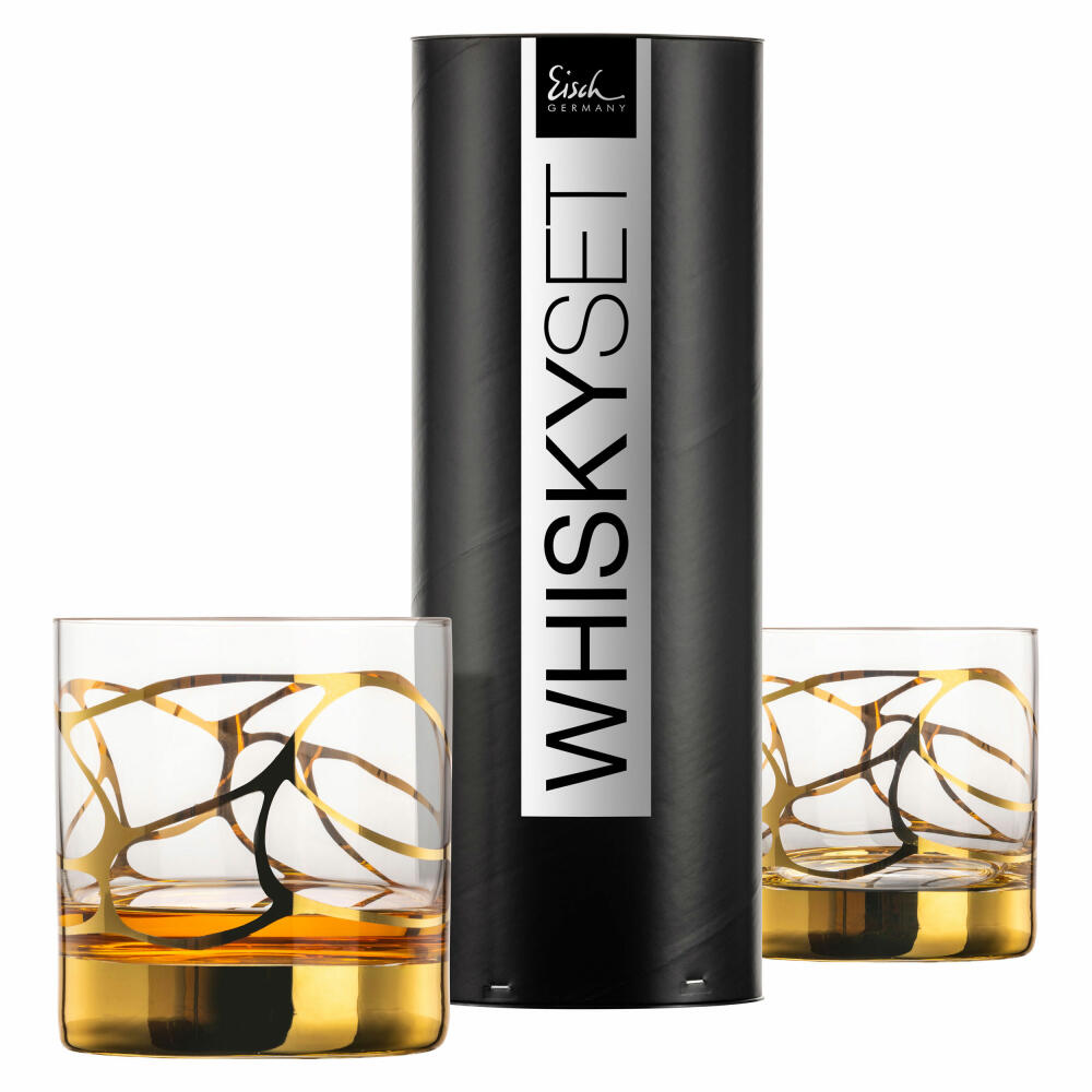 Eisch whiskey glass set of 2 Stargate Gold, whiskey tumblers, crystal glass, gold, 400 ml, 49950015