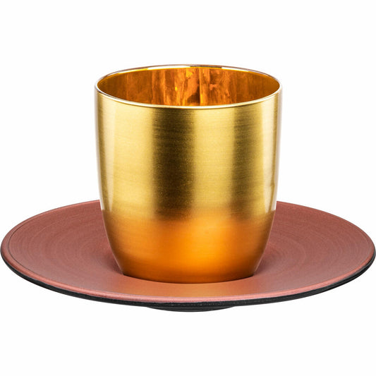 Eisch Espressoglas Cosmo collect, 2-tlg., mit Untersetzer, Espressobecher, Kristallglas, Gold / Kupfer, 100 ml, 70510913