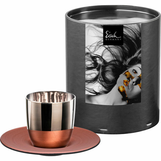 Eisch Espressoglas Cosmo collect, 2-tlg., mit Untersetzer, Espressobecher, Kristallglas, Platin / Kupfer, 100 ml, 70510910