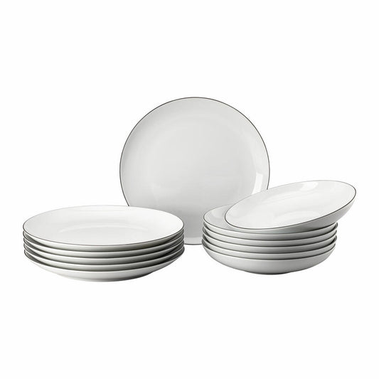 Thomas Dinner-Set Cucina Colori Black 12-tlg., Porzellan, Weiß-Schwarz, 42100-671167-28731