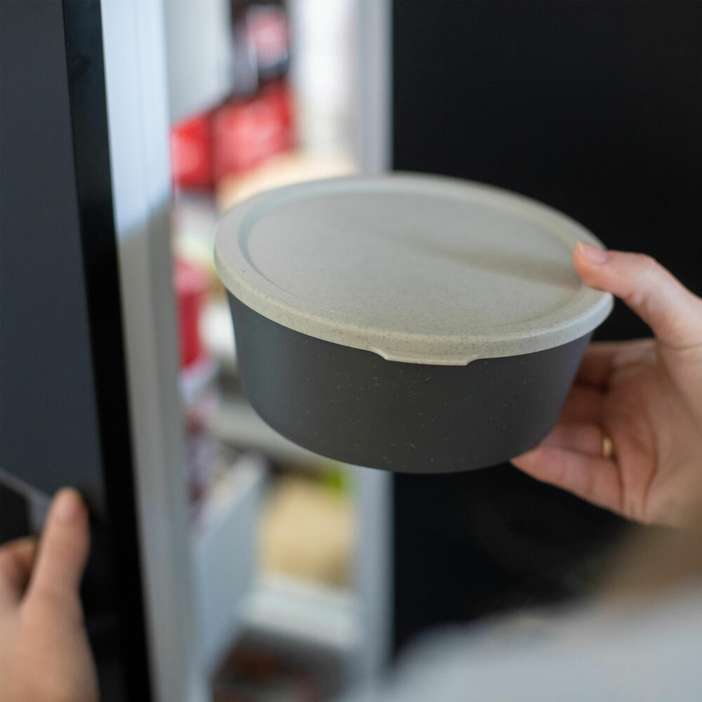 Koziol Schale Connect Bowl Mit Deckel, Schüssel, Biozirkulärer Kunststoff, Nature Flower Blue, 890 ml, 7271716