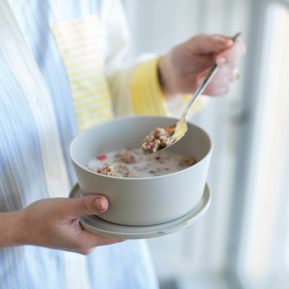 Koziol Schale Connect Bowl Mit Deckel, Schüssel, Biozirkulärer Kunststoff, Nature Flower Blue, 890 ml, 7271716