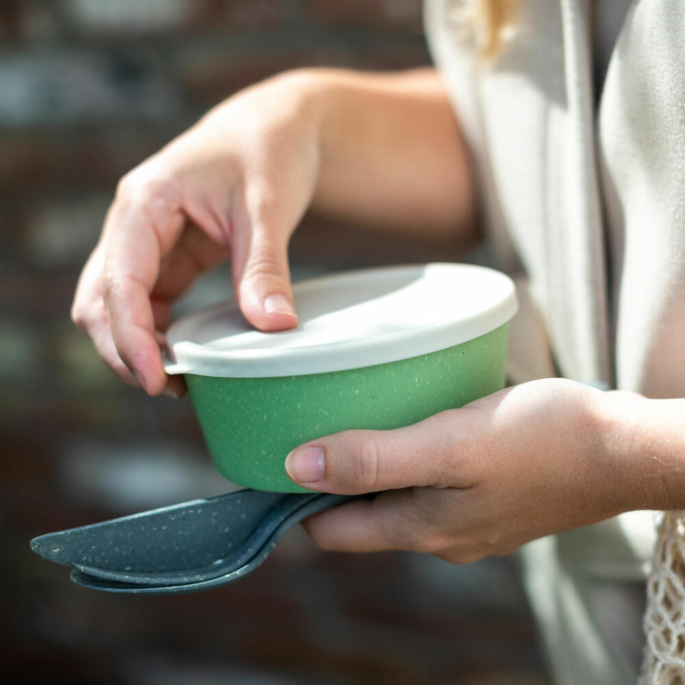 Koziol Bowl Connect Bowl With Lid, Bowl, Biocircular Plastic, Nature Flower Blue, 400 ml, 7202716
