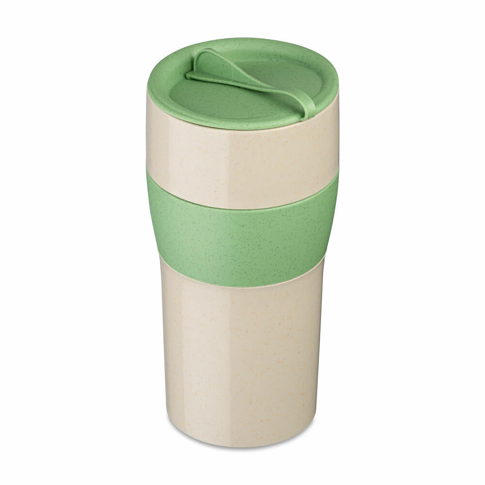 Koziol Thermo Mug Aroma To Go XL, Insulated Mug, Biocircular Plastic, Nature Desert Sand / Nature Leaf Green, 700 ml, 7243276