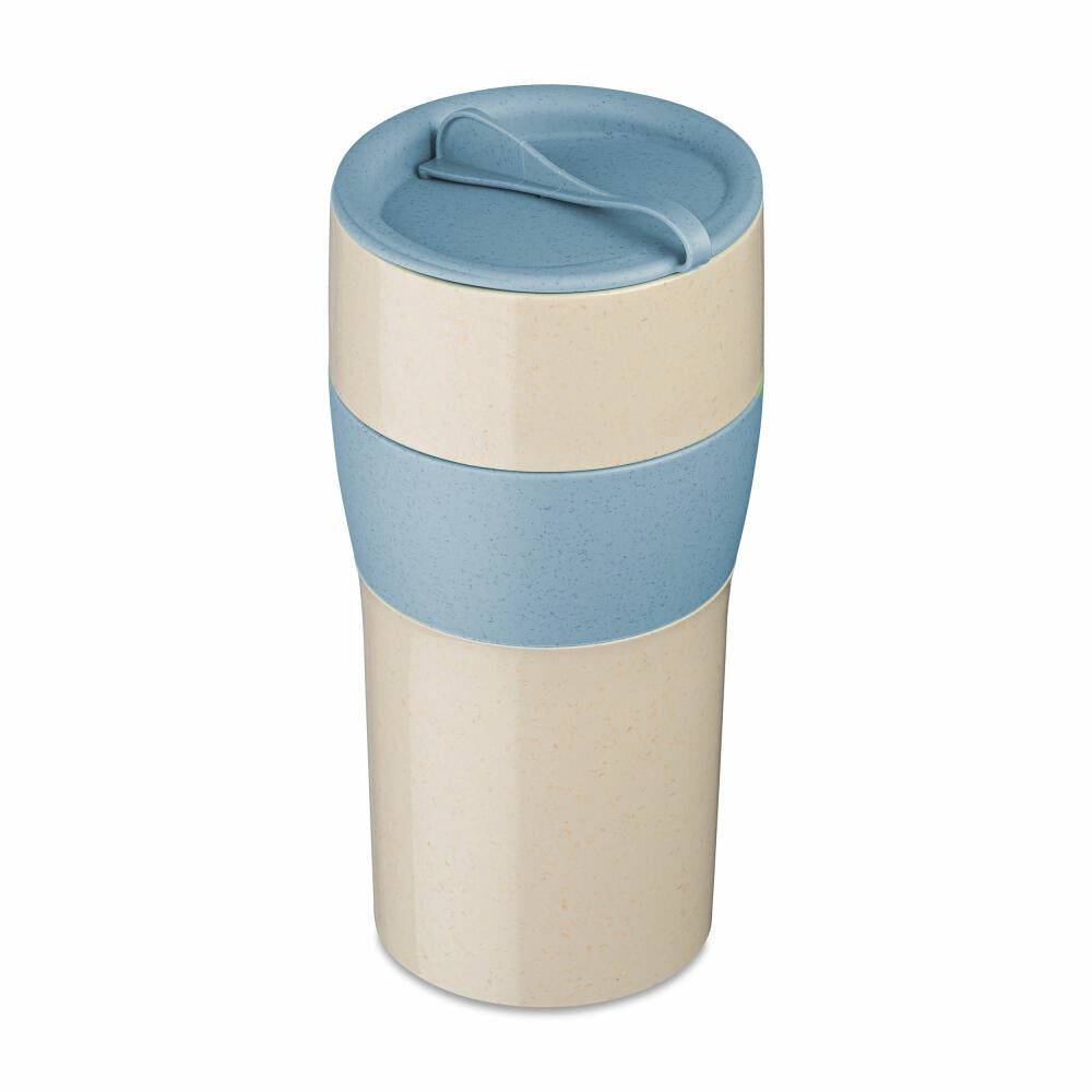 Koziol Thermo Mug Aroma To Go XL, Insulated Mug, Biocircular Plastic, Nature Desert Sand / Nature Flower Blue, 700 ml, 7243275