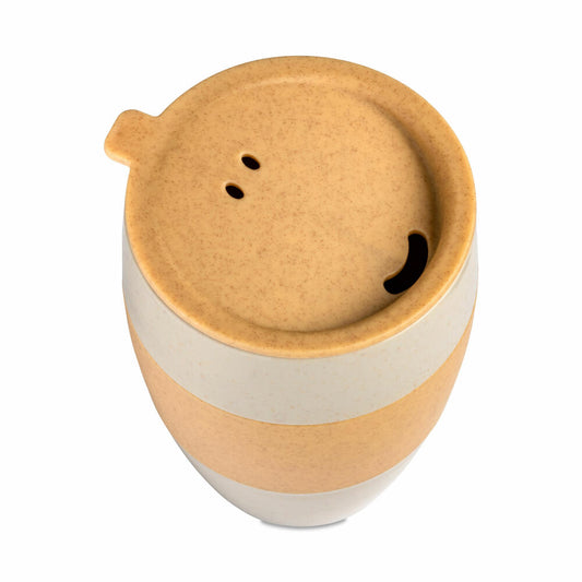 Koziol Thermobecher Aroma To Go 2.0, Isolierbecher, Biozirkulärer Kunststoff, Nature Desert Sand / Nature Wood, 400 ml, 7589277