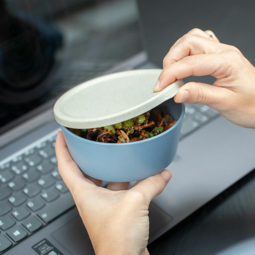 Koziol Bowl Connect Bowl With Lid, Bowl, Biocircular Plastic, Nature Flower Blue, 400 ml, 7202716