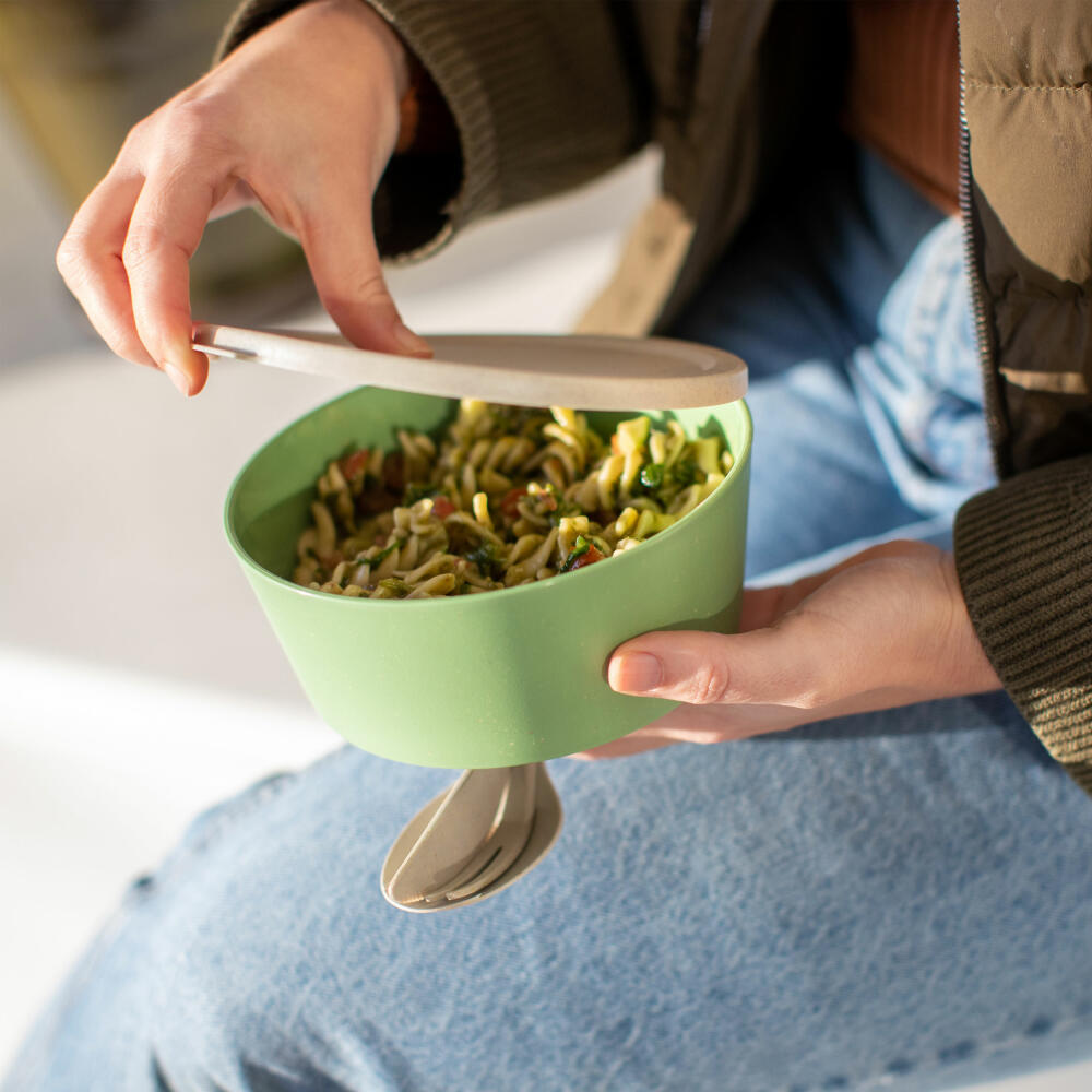 Koziol Schale Connect Bowl Mit Deckel, Schüssel, Biozirkulärer Kunststoff, Nature Flower Blue, 890 ml, 7271716