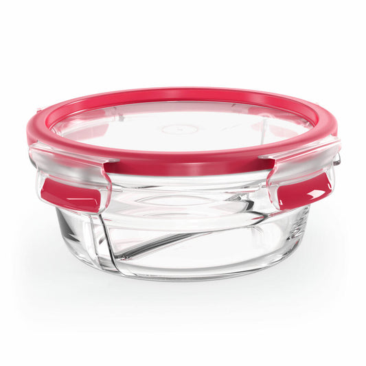 EMSA Clip & Close GLAS Frischhaltedose, Vorratsbehälter, Vorratsdose, Transparent / Rot, 0.55 L, N10402