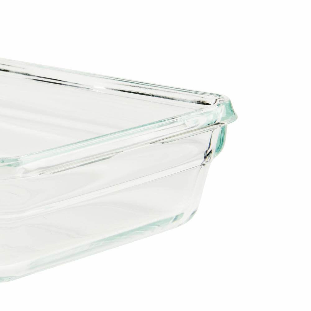 EMSA Clip & Close GLAS Frischhaltedose, mit Trennwand, Vorratsbehälter, Vorratsdose, Transparent / Rot, 0.8 L, N10407