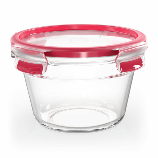 EMSA Clip & Close GLAS Frischhaltedose, Vorratsbehälter, Vorratsdose, Transparent / Rot, 0.9 L, N10404