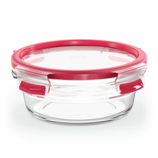 EMSA Clip & Close GLAS Frischhaltedose, Vorratsbehälter, Vorratsdose, Transparent / Rot, 0.6 L, N10403