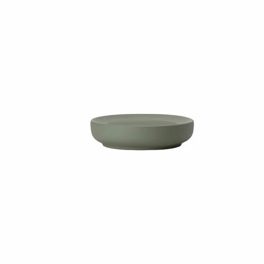 Zone Denmark Soap Dish Ume, Soap Tray, Soap Holder, Porcelain, Olive Green, Ø 12 cm, 26434