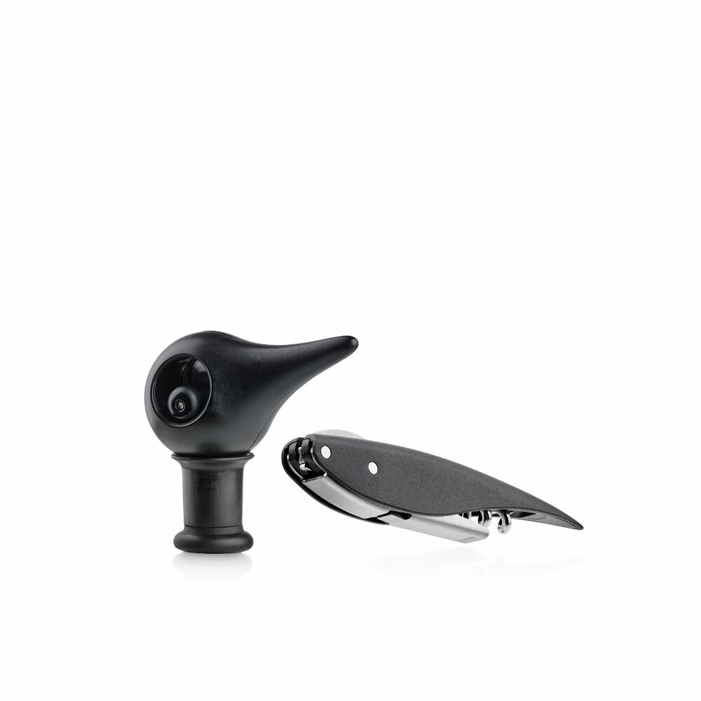 Zone Denmark Corkscrew and Wine Stopper Rocks, Bar Accessories, Bottle Stopper, Wine Stopper, Black, 24459