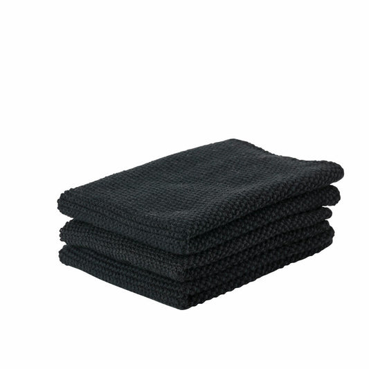 Zone Denmark cleaning cloths, set of 3, cleaning cloth, cleaning cloths, cleaning cloth, cotton, black, 27 x 27 cm, 330409