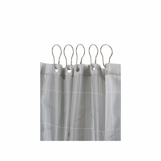 Zone Denmark hooks for bath curtain, set of 12, rings shower curtain, fastening, metal, silver, 330535